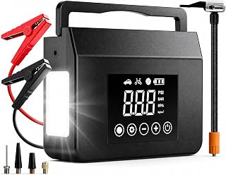 Tire Inflator Portable Air Compressor 150 PSI, 4000A Car Battery Jump Starter with Air Compressor for Up to 8.0L Gas/7.0L Diesel, Digital Tire Pump with Power Bank & LED Light for Car SUV Truck
