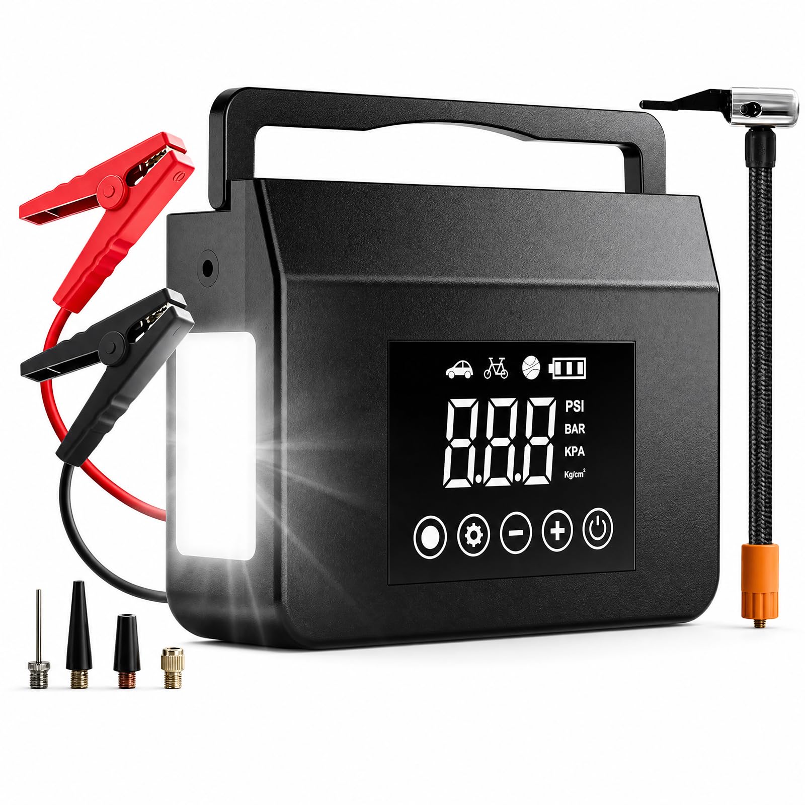 Tire Inflator Portable Air Compressor 150 PSI, 4000A Car Battery Jump Starter wi