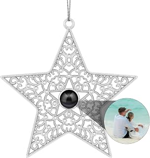 SUPHELPU Custom Snowflake Ornament with Picture Inside, Photo Ornaments for Christmas Tree, Personalized Christmas Projection Ornament, Customized Memorial Pendant for Xmas Family