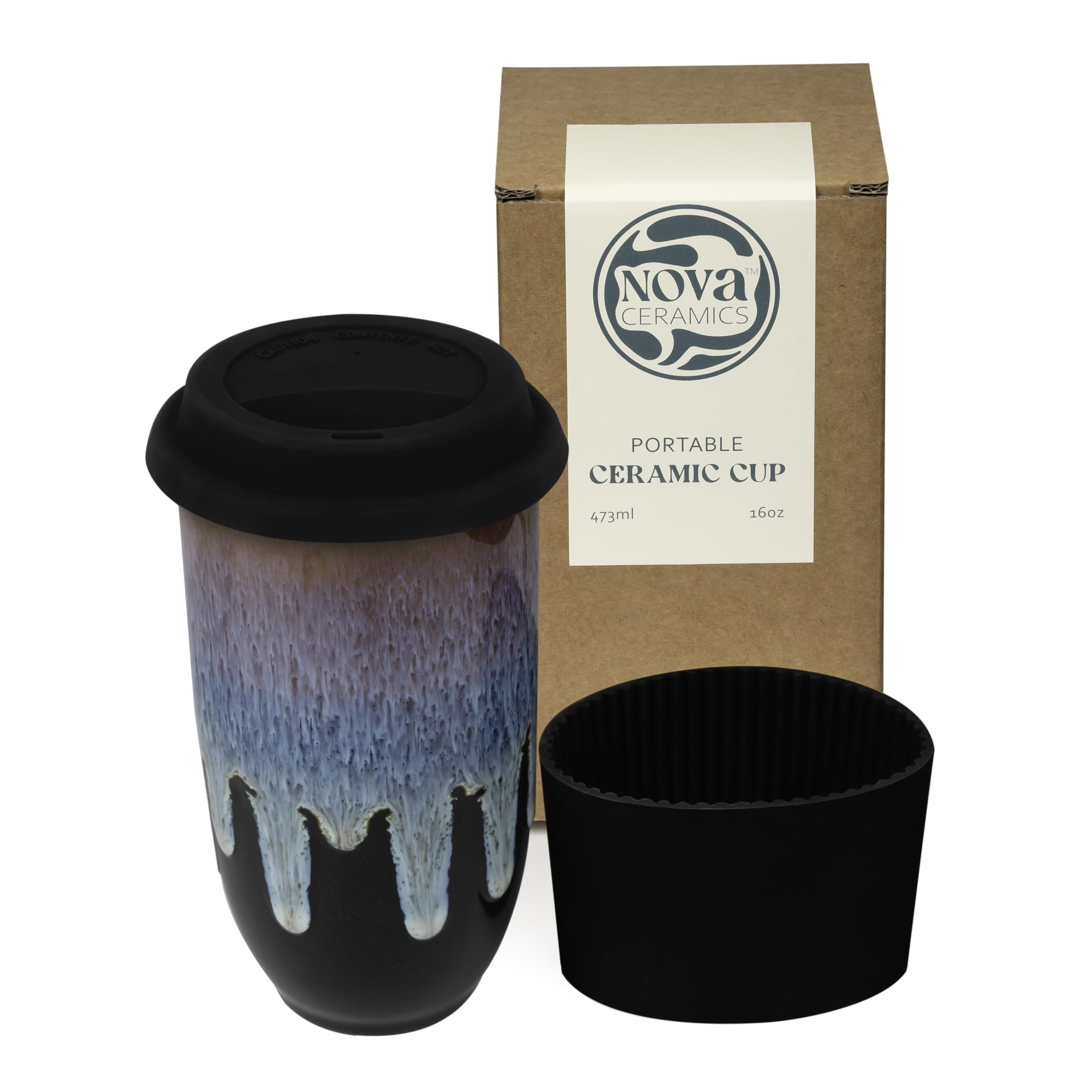 NOVA CERAMICS Coffee Tumbler – Travel Mug - On the Go Coffee Mug – Microwave & D