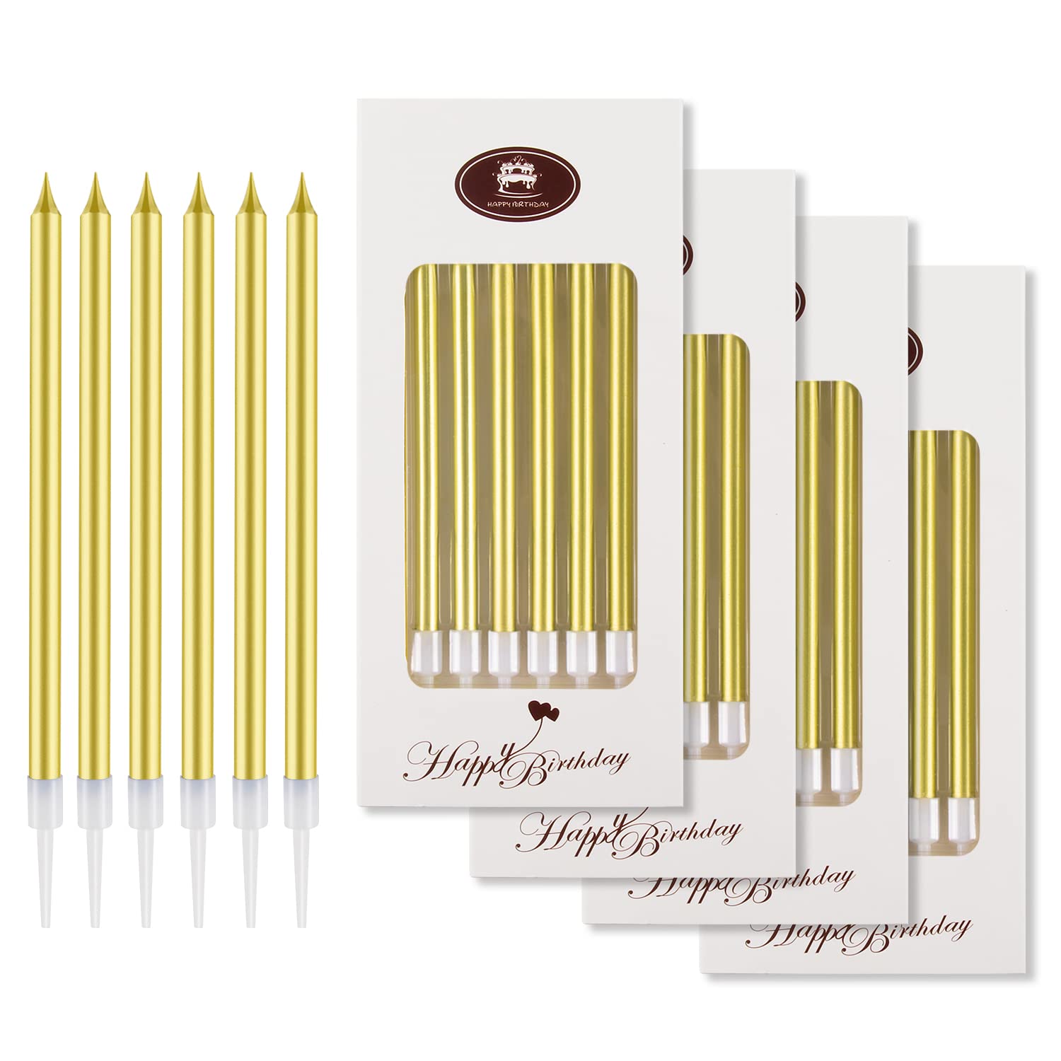 BEAN LIEVE 24-Count Birthday Candles - Long Thin Cake Candles Slow Burning Candl