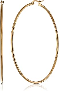 Amazon Essentials Stainless Steel Rounded Tube Hoop Earrings (50mm), (previously Amazon Collection)