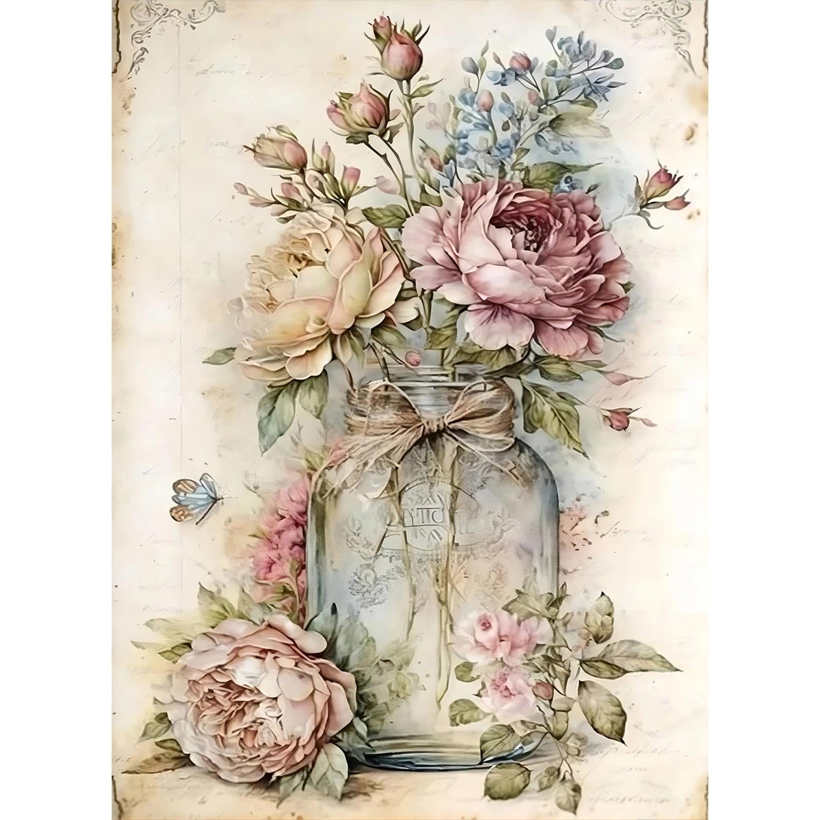 5D Diamond Art Painting, DIY Bouquet Round Diamond Painting Kit for Adults Begin