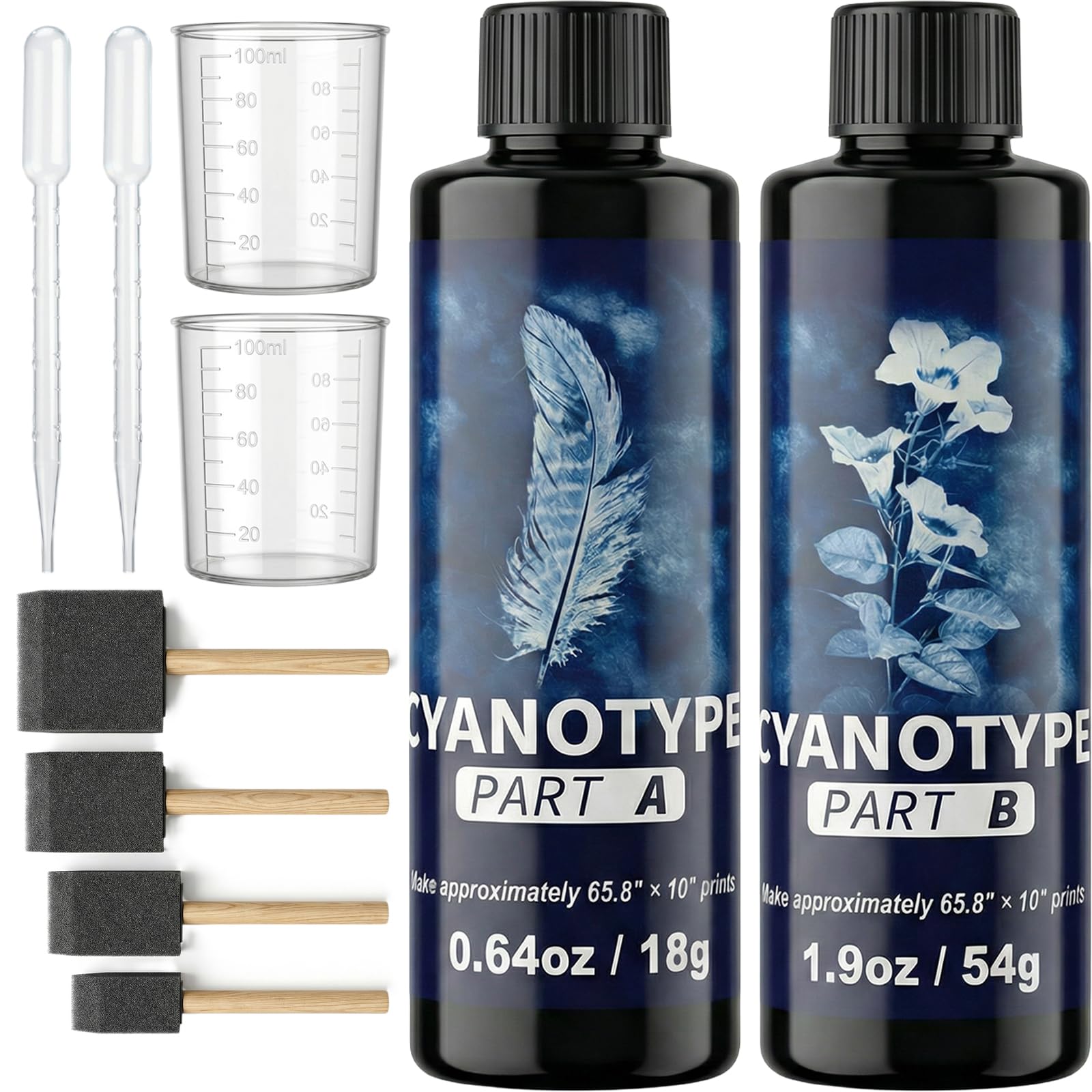 Rlcvecv Cyanotype Kit for with 8 Tools – Sunprint Kit with Chemicals &amp; Sensi