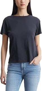 Marc O'Polo B01210051117 Camiseta de Mujer con Estampado Discreto, Parte Superior Supersuave de algodón orgánico, Camiseta de Manga Corta para Mujer Mujer (Pack de 1)