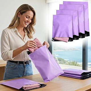 40 Mixed Size Purple Mailing Bags, 4 Sizes Purple Self Seal Strong Waterproof Poly Plastic Envelopes for Parcels, Medium Mail, Large Mail, Shipping Bags