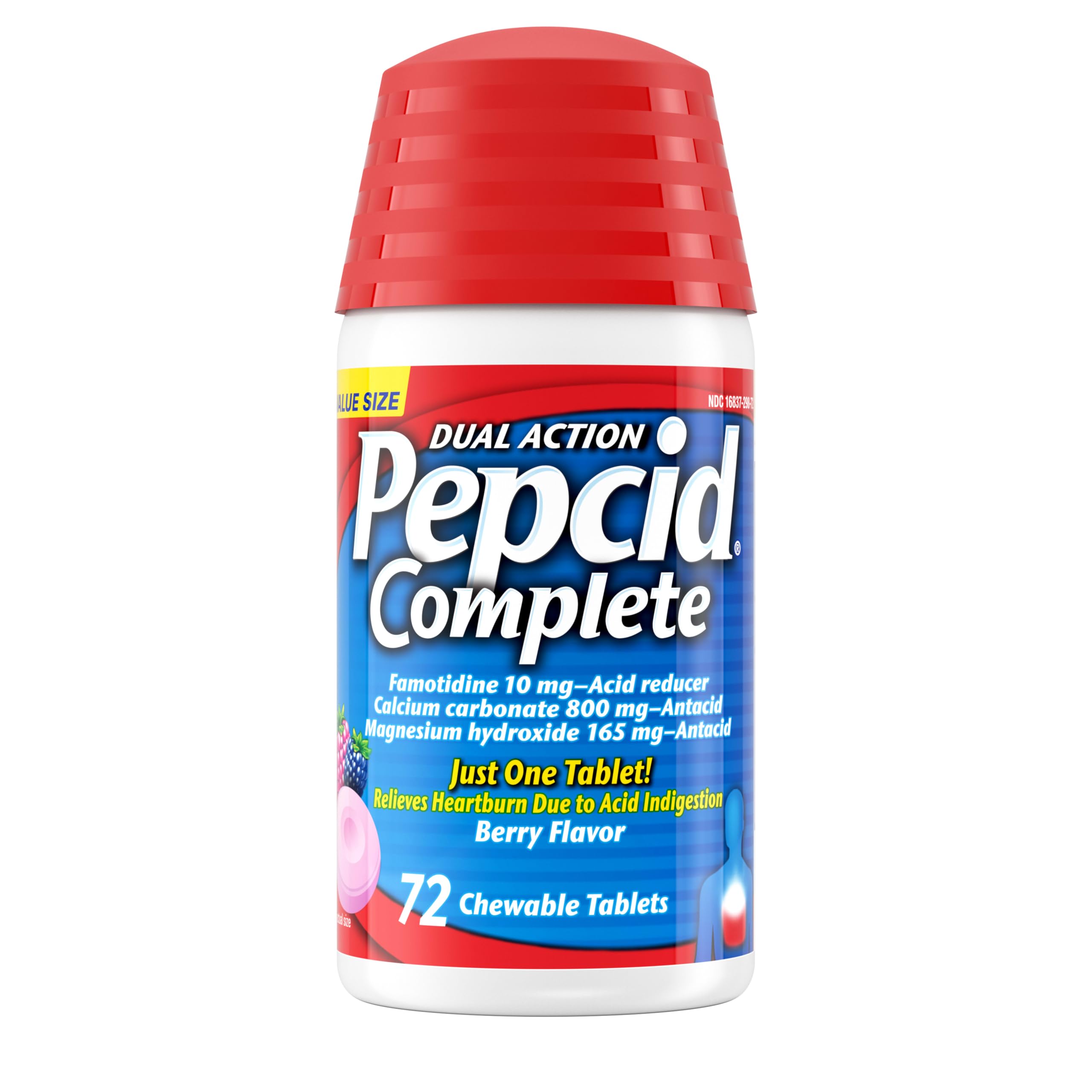 Pepcid Complete Acid Reducer + Antacid Chews, 10mg Famotidine Berry, 72 Ct | Hea