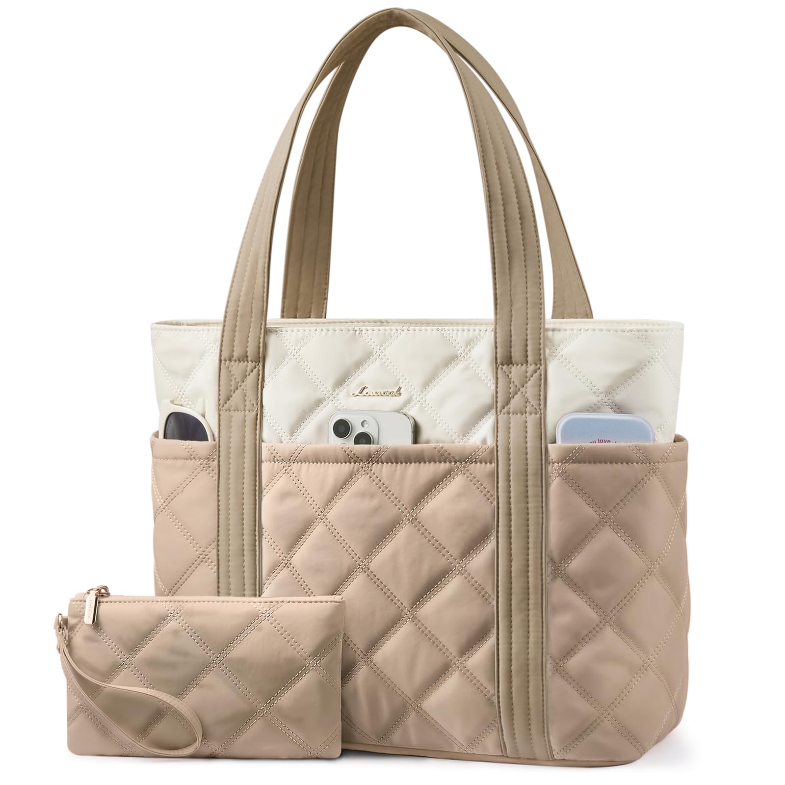 LOVEVOOK Bouffant Tote Bag for Women, Puffy Work Purse Travel Shoulder Bag with 
