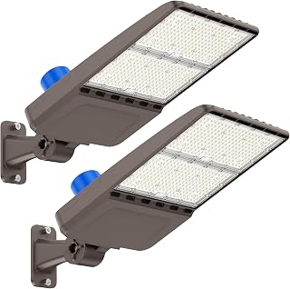 G GJIA LED Parking Lot Light 300W, UL Listed 42,000LM 5000K Shoebox Light with Dusk to Dawn Photocell,Adjustable Arm Mount, IP66 Waterproof, Commercial LED Area Security for Parking Lot,Roadway,2PACK