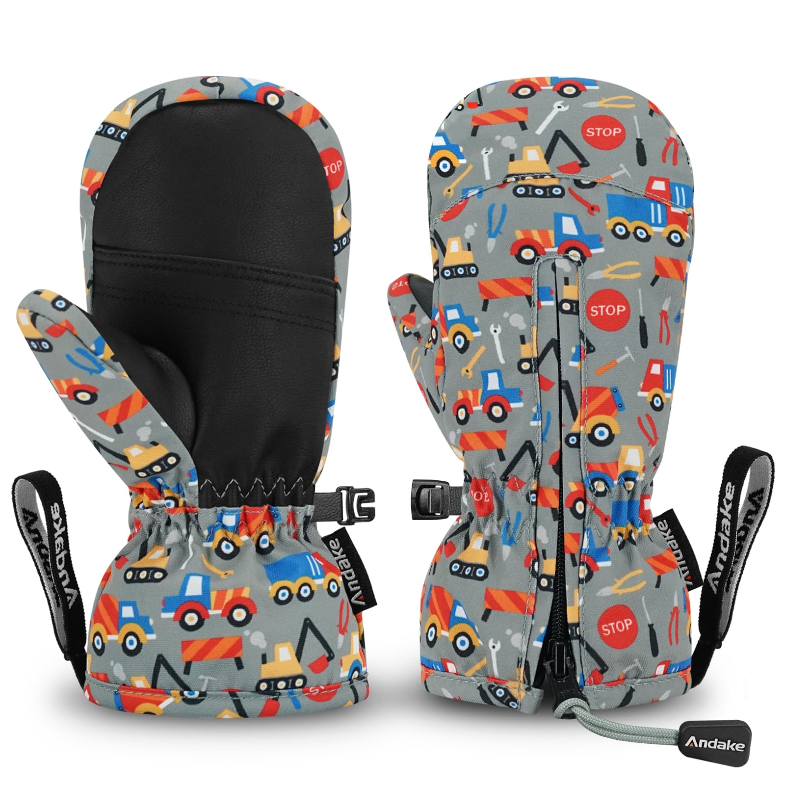 Andake Kids Ski Mittens Winter Warm Waterproof & Breathable Toddler Snow Gloves 