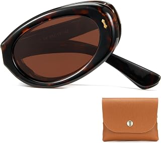 Cyxus Foldable Polarized Oval Sunglasses for Women, Brown Tortoise