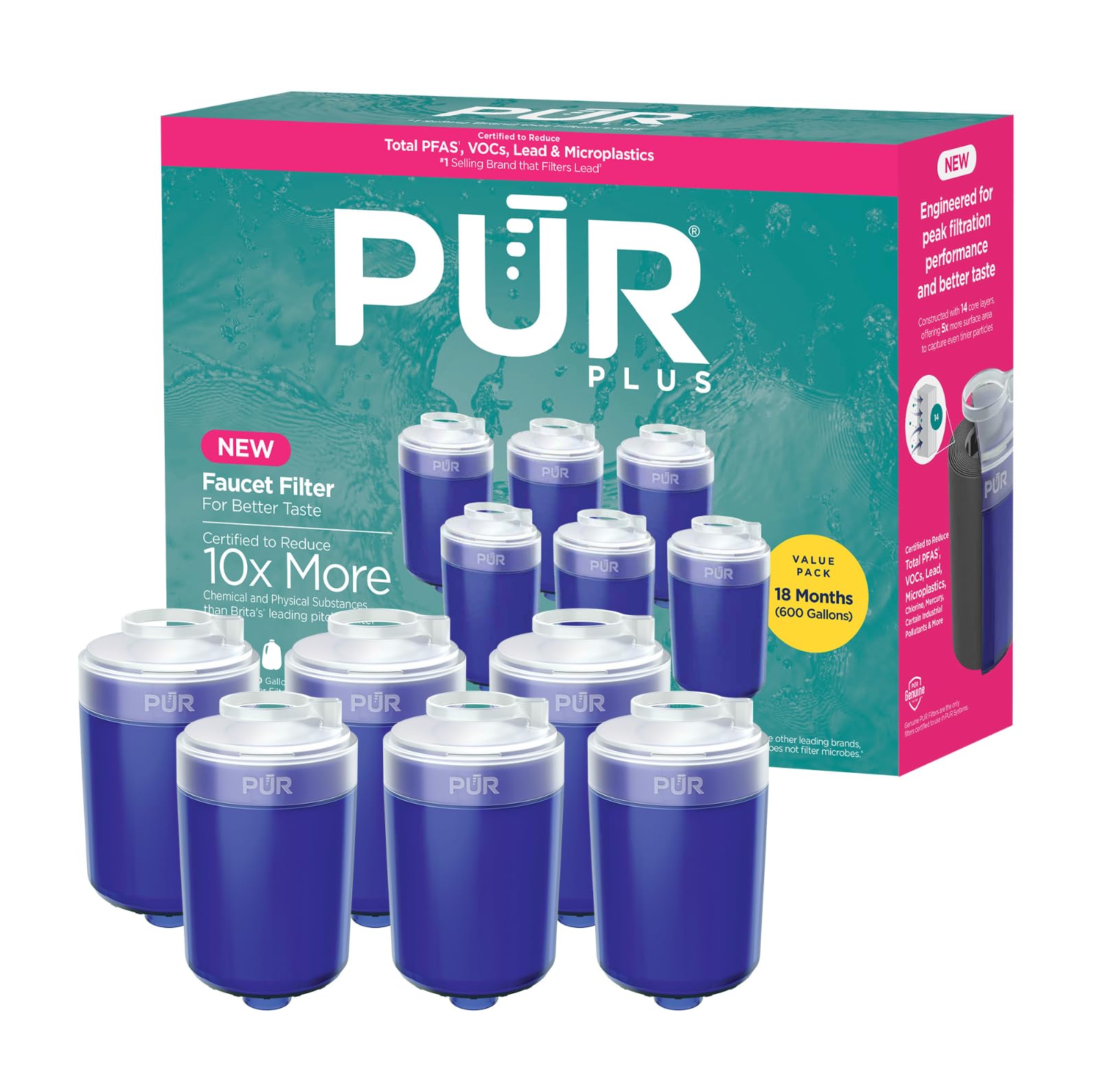PUR Plus Faucet Mount Water Filter Replacement with Mineral Core for Great Taste