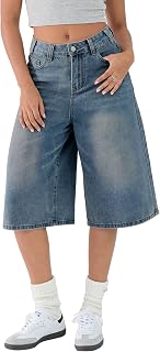 EMMIOL Pantaloncini da donna Jean Jorts larghi larghi in jeans 2025 Estate Trendy Gamba larga Pantaloncini in denim lunghi Y2K Vestiti