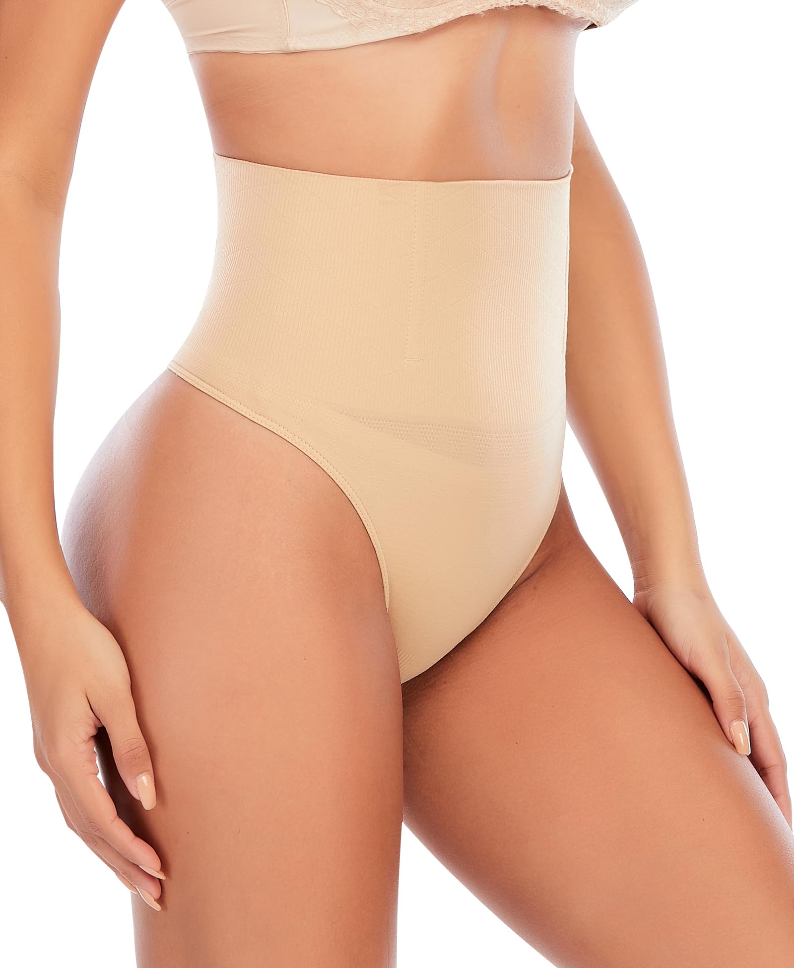 YARRCO Women's Thongs, Slimming Thong Tummy Shapewear Seamless Tanga High Waist 