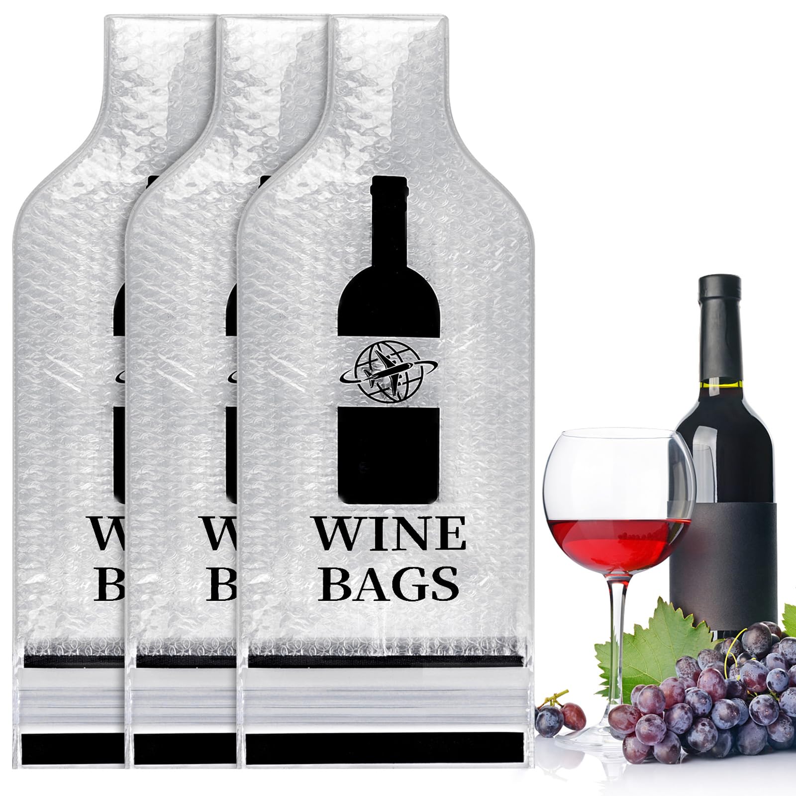 3 Pack Wine Bottle Travel Bags 19x7 Inch Leak Proof for Airplane Cruise | Protec