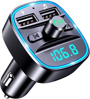 Mohard Bluetooth 5.3 Car Adapter, Bluetooth FM Transmitter for Car MP3 | Vehicle Amplifier, Hands-Free Calling, Dual USB Ports (5V/2.4A & 1A), LED Screen, Support TF Card & USB Flash Drive