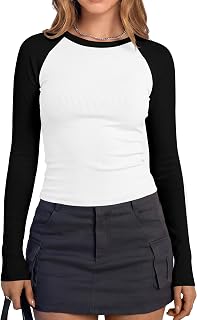DUOEASE Women's Long Sleeve Crew Neck Slim Fit Pullover Women's Autumn