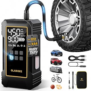 OlarHike 12000mAh Heavy Duty Tire Inflator Portable Air Compressor | Powerful, 7X Faster, 150PSI, Dual Power 12V&amp;Cordless, For Car Tires, Pickup Trucks, Jeeps, SUVs &amp; RVs, Digital Pressure Gauge