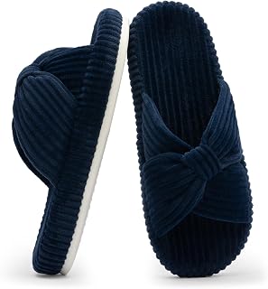 Chantomoo Slippers for Women Memory Foam Home Bedroom Corduroy Bow Cross Slippers Comfortable Shoes Slippers Fashion Gift