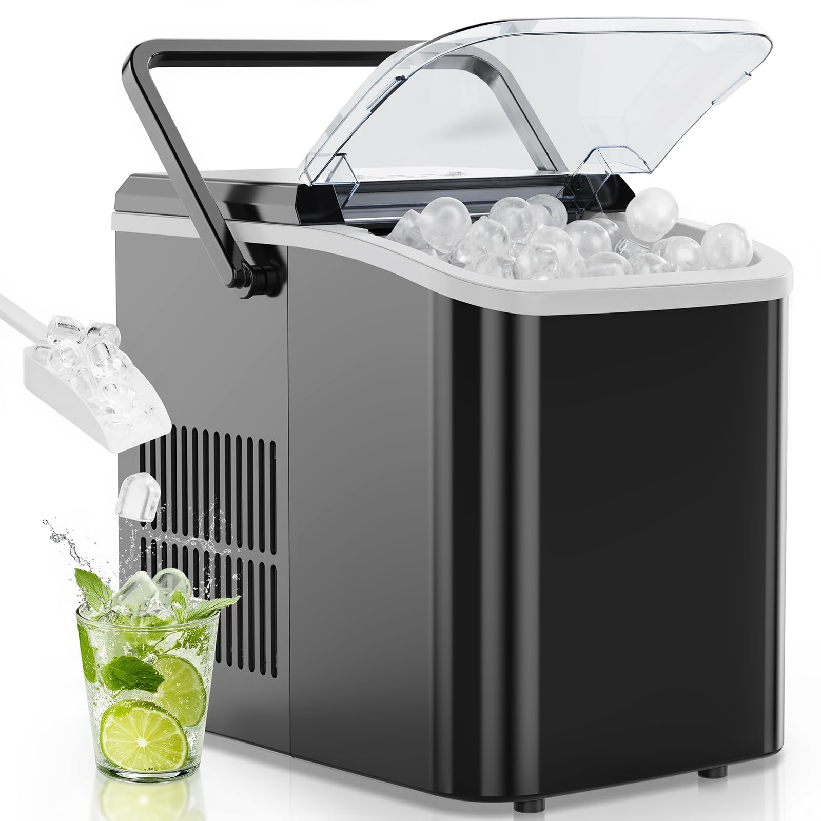 OLIXIS Countertop Ice Maker Machine with Handle, Auto-Cleaning Portable Ice Make
