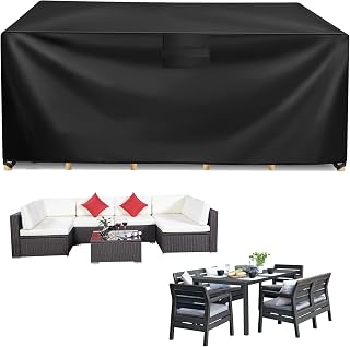 Heavy Duty Garden Furniture Covers 180*120*74CM Garden Sofa Cover Waterproof 420D Oxford Fabric Patio Table Cover with Air Vent Rectangular Outdoor Table and Chairs Windproof Anti-UV Sofa Covers