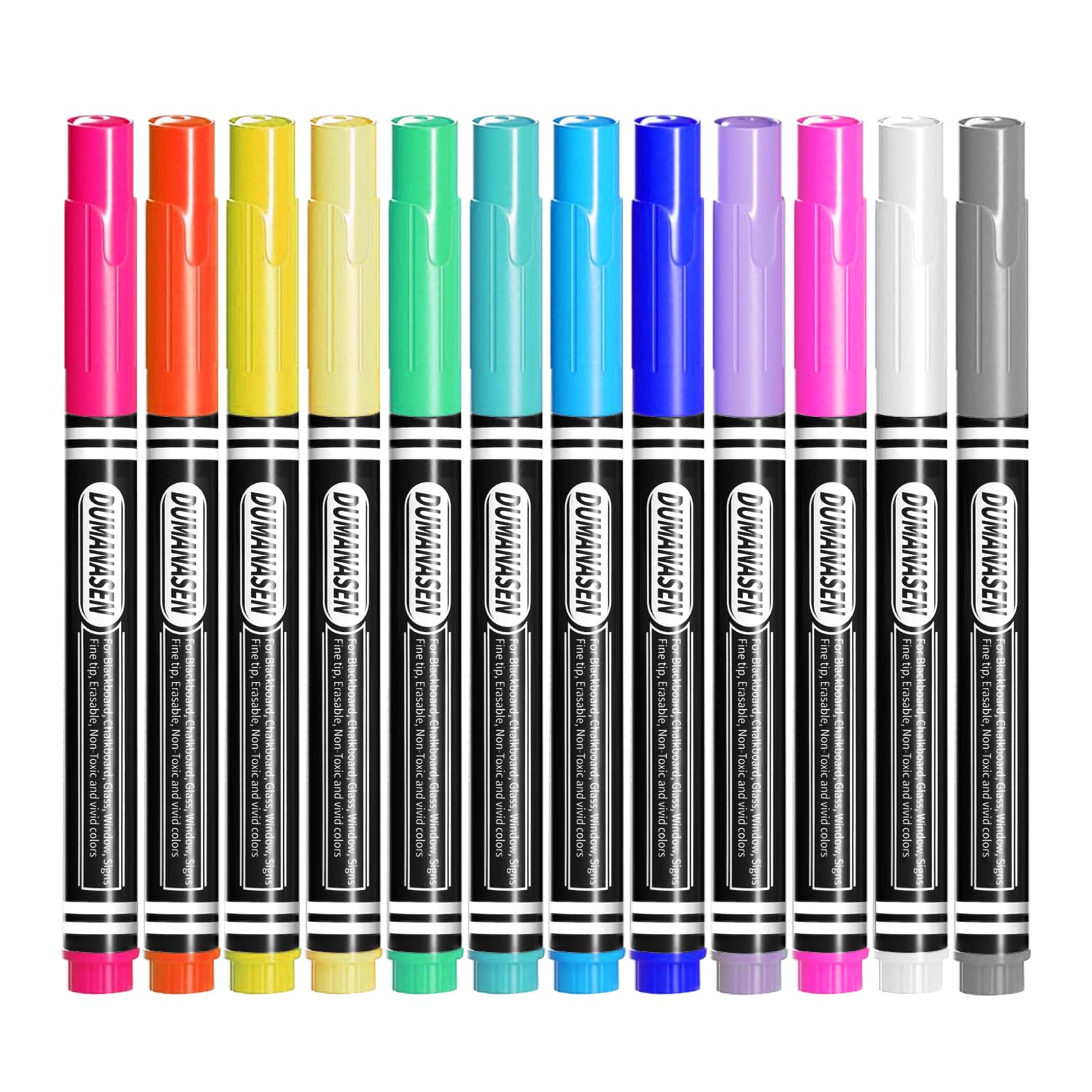 DumanAsen New Version 12pcs Chalk Pens for blackboard, Liquid Chalk pens for Cha