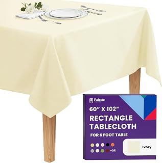 Gee Di Moda Rectangle Tablecloth - 60 x 102 Inch Ivory Table Cloth for 6 Foot Rectangle Tables - Heavy Duty Washable Fabric - for Holiday Party, Dinner, Weddings, Baby Shower & Events