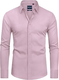 Alimens & Gentle Camicia da uomo antimacchia, vestibilità aderente, con