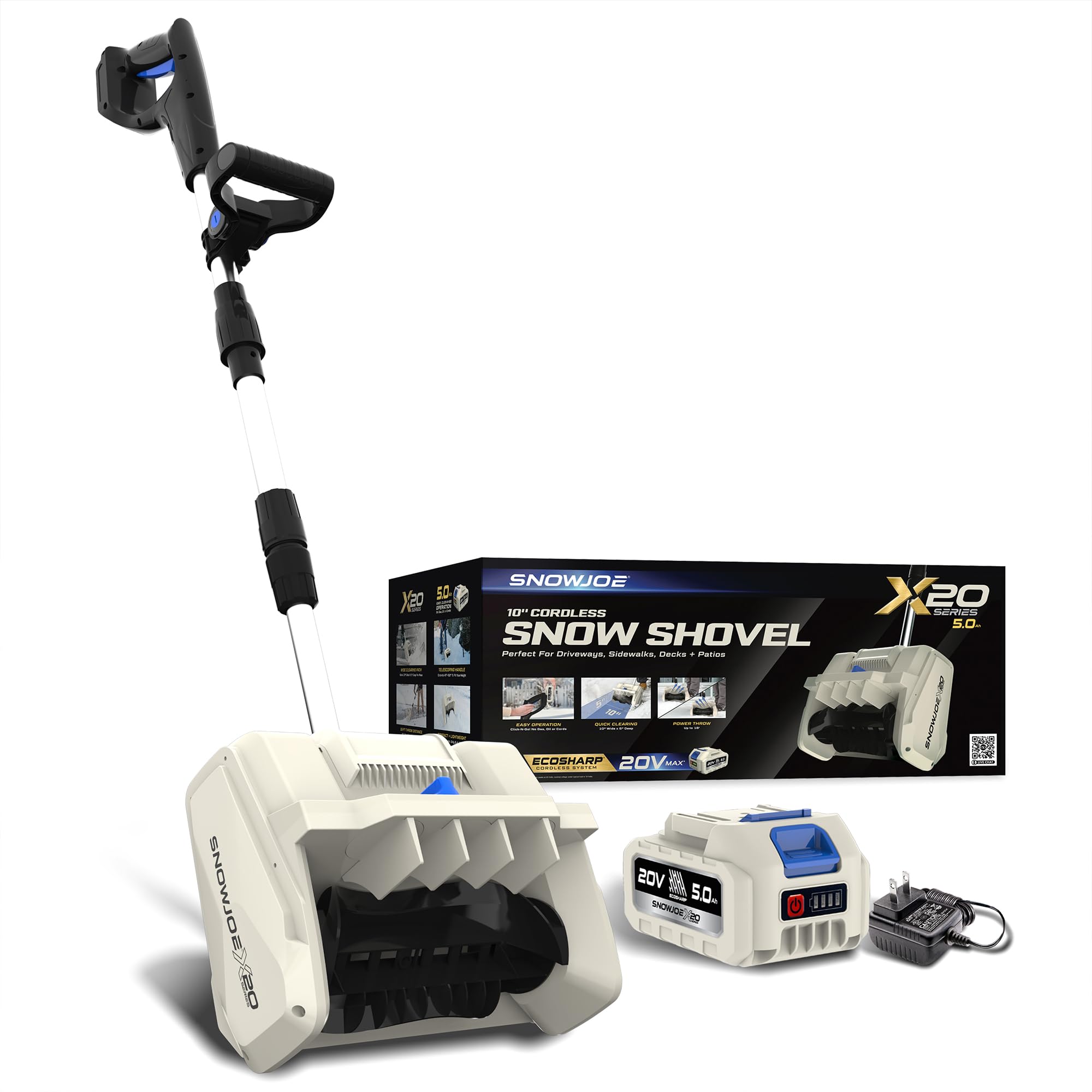 Snow Joe Cordless Electric Snow Shovel with Adjustable Handle, X20-SNOW-5A | Bat