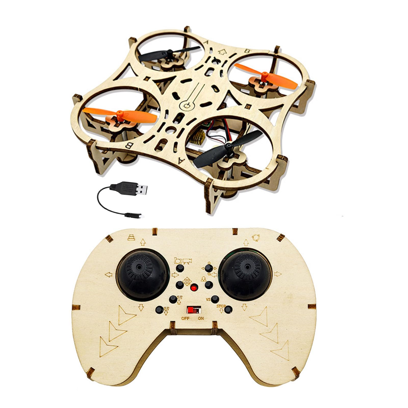 Wisoqu DIY Wooden Drone Model Kit Wooden RC Drone Kit 3D Building Blocks Quadcop
