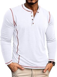 Aulemen Henley Men's Long Sleeve Soft Cotton Shirt