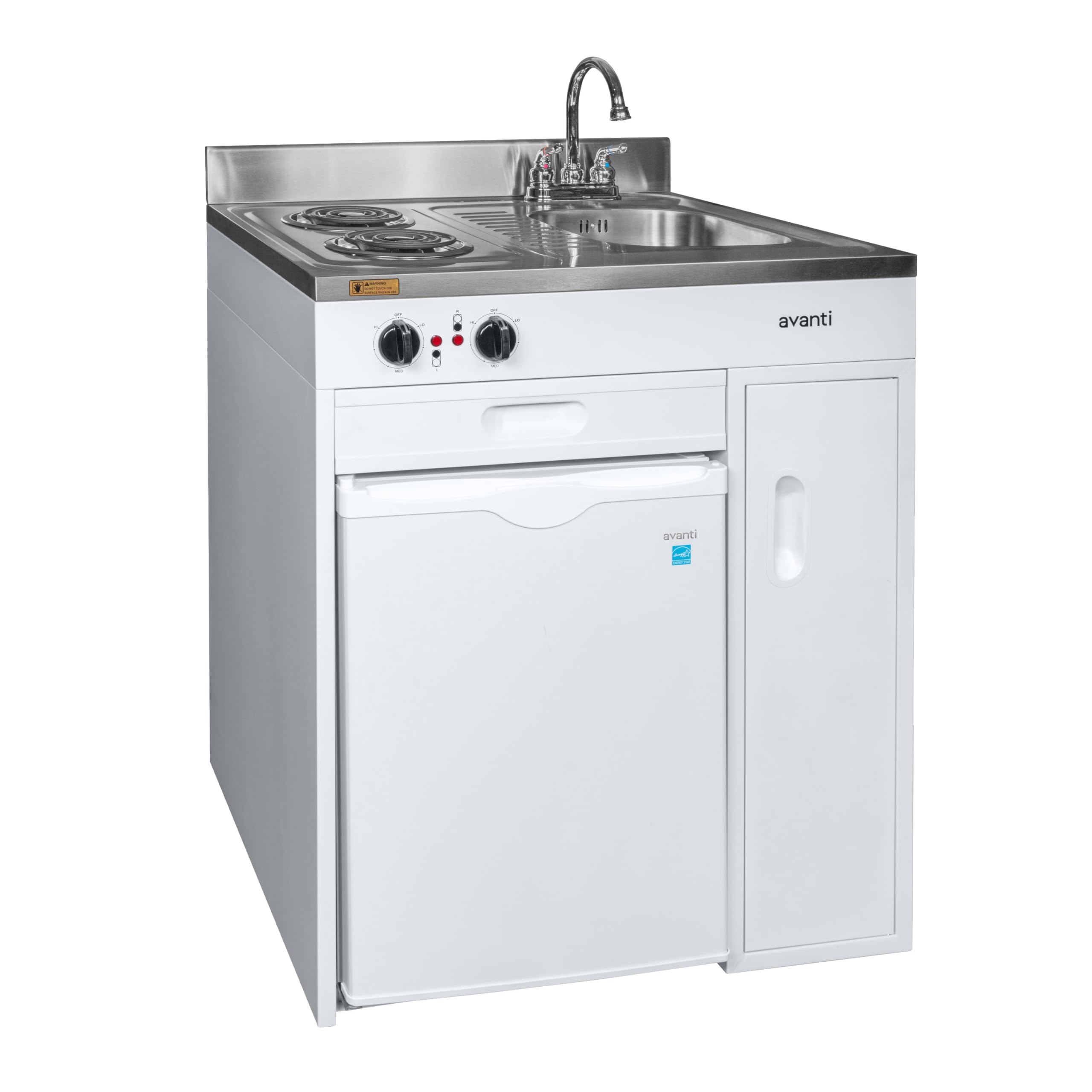 Avanti Full Compact Kitchen, Built in Kitchenette with Stainless Steel Counterto