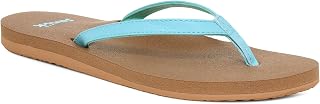 Sanuk Yoga Joy Womens Flip Flops | Yoga Mat Footbed | Sandals for Women | Womens Yoga Sandals | Women's Beach Sandals, Sky Blue, 7