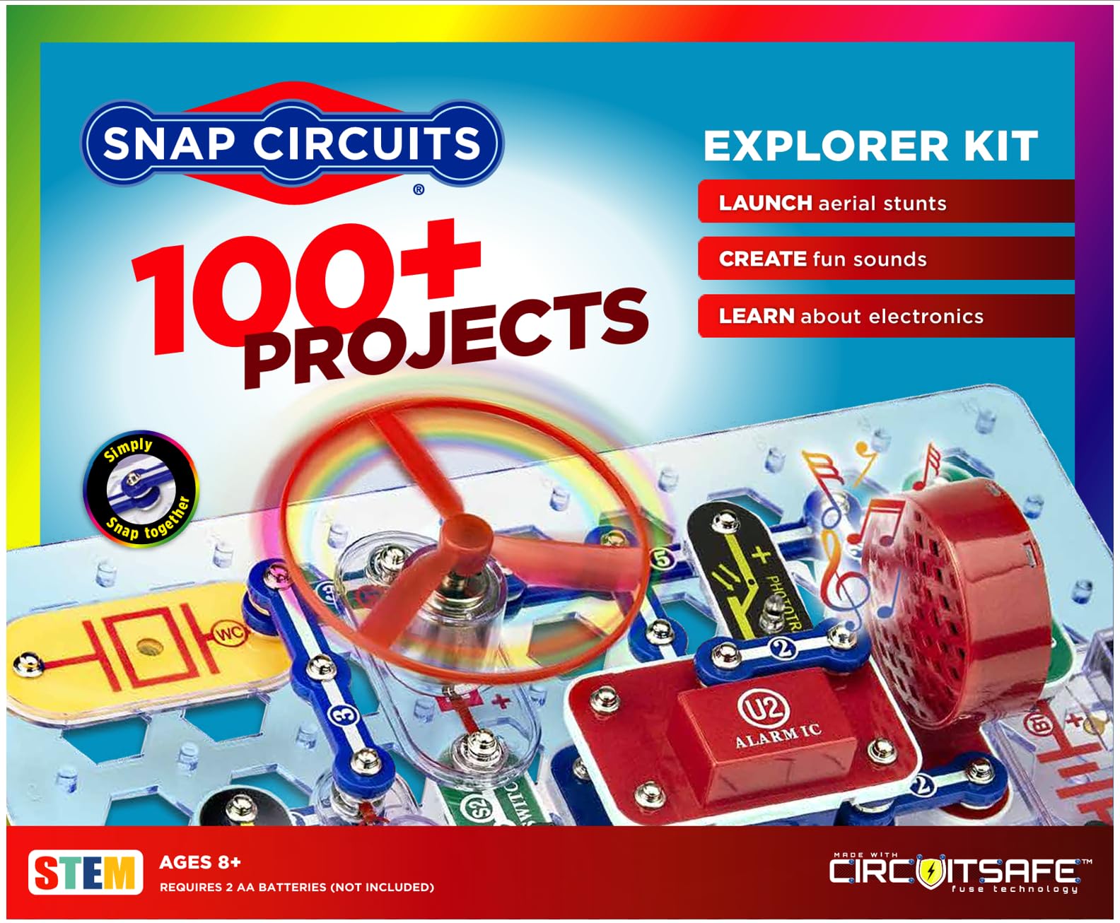 SNAP CIRCUITS Jr. SC-100 STEM Electronics Kit, 100+ Projects, Ages 8+ | Build 10