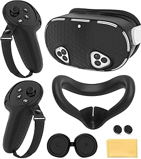 MS.Cleo Silicone Cover Set Compatible with Meta/Oculus Quest 3S | VR Accessories Set, Face Pad and Shell Cover, Controller Grips, Lens Protection, Precise Cutouts, Non-Slip, Not Fit Quest 3