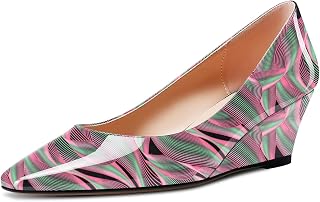 Aachcol Women's Square Pointed Pumps Wedge Esparto Mid Heel Slip-on Dress Shoes Office 5 CM
