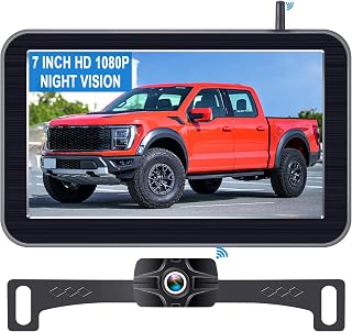 HD 1080P 7 Inch Wireless Backup Camera for Truck: 15-Min Easy to Install | Starlight Night Vision with 150° Wide View Angle Eliminate Rear Blind Spots - Rear View Camera for Pickup Car Parking Safety