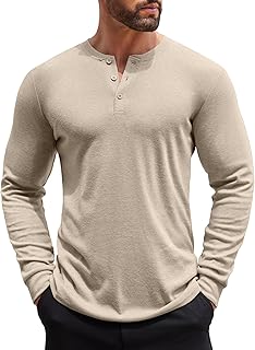 COOFANDY Men's Henley Shirts Long Sleeve Button T-Shirt Lightweight Fashion Casual Pullover Shirt