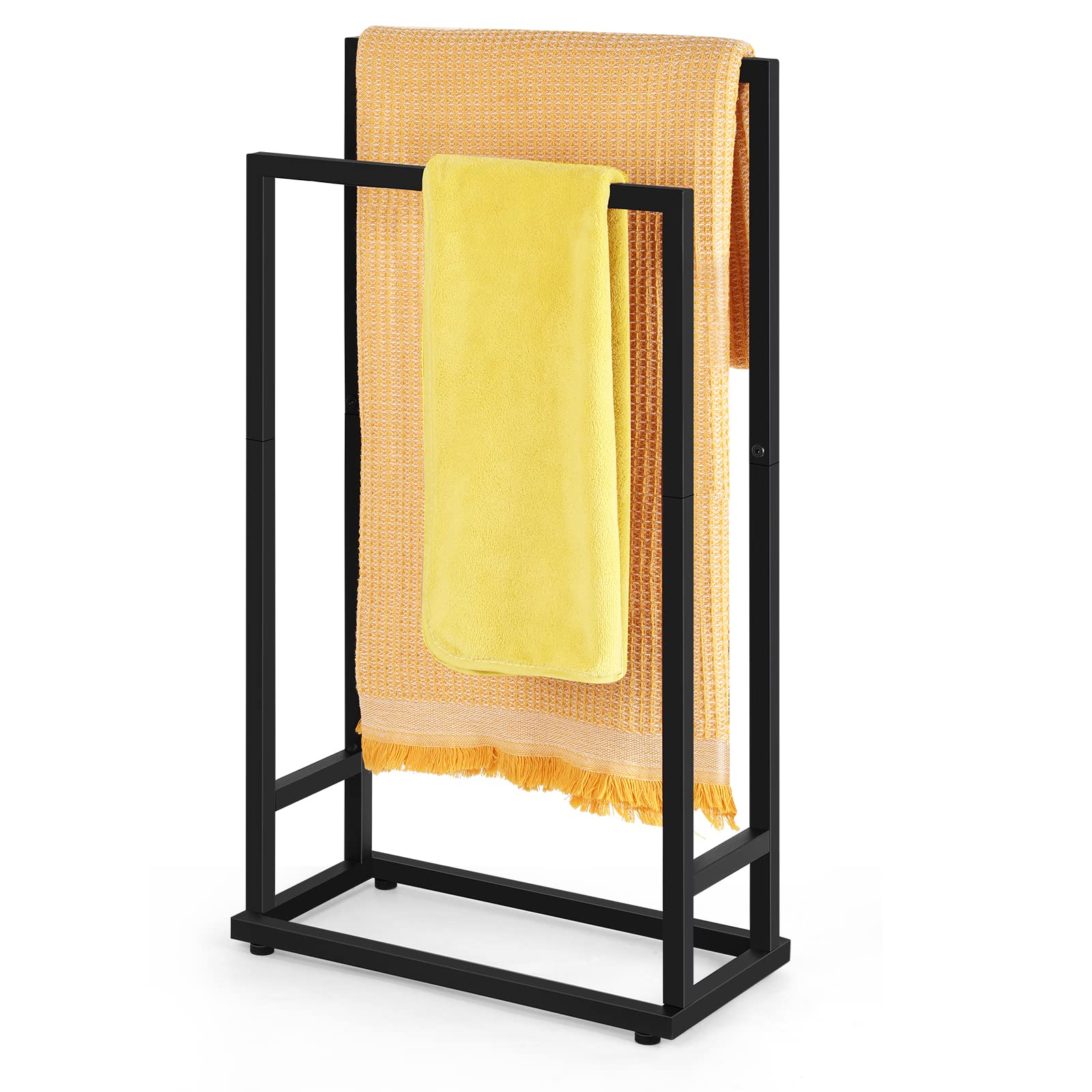 Free Standing Towel Rack 2 Tier Towel Holder Stand Hand Towel Drying Rack Black 