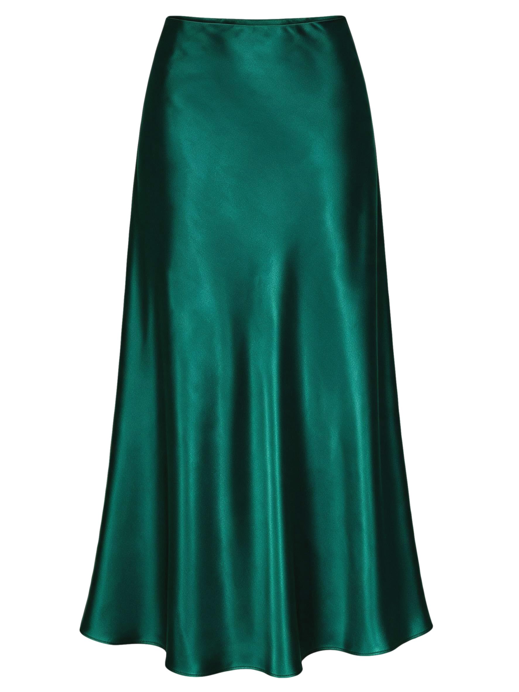 ALCEA ROSEA Womens Satin High Waisted Silky Midi Skirt Elastic A-line Skirt for 