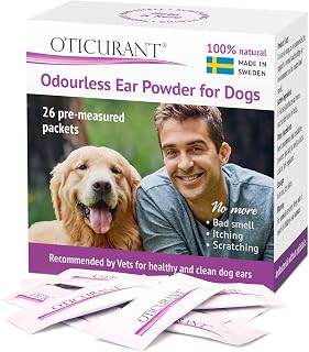Dog Ear Powder | No more Itching, Scratching or Bad Smell | Reduces Waxy Build Up | No Cleaning Solution Drops or Wash Needed | 26 Easy-Dose Packets