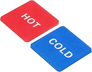 Self Stick Hot/Cold Water Labels 5 Pairs/10 Pack Acrylic Square Sticker Sign for Faucet Sink, Red/White, Blue/White