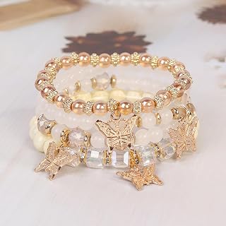 Bohemian Stackable Beads Bracelet Set Multilayer Crystal Bracelet Set Retro, one size, Glass, No Gemstone