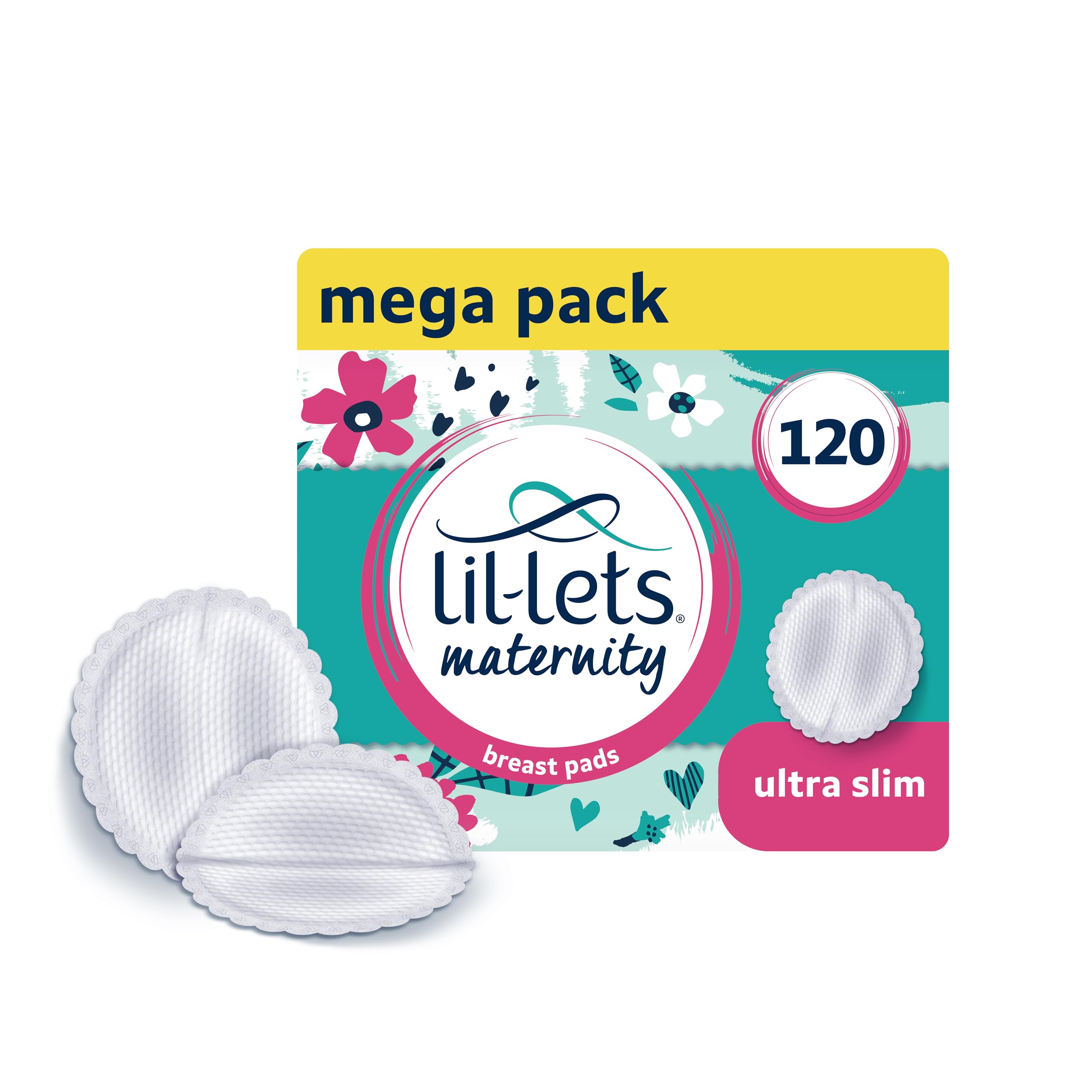 Lil-Lets Maternity BreastPads, X 120 Count, Disposable Nursing Pads, for Breastf