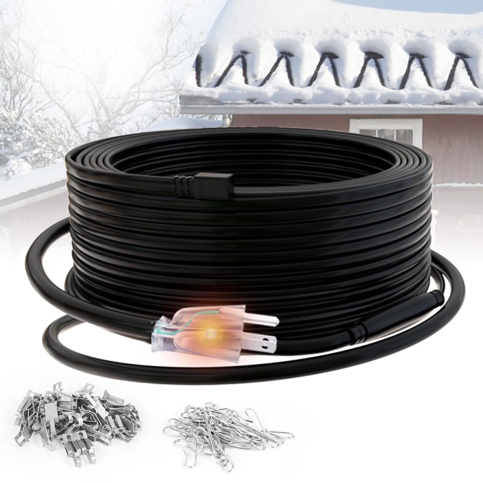 HEATIT HIRD 60FT Roof & Gutter De-Icing Cable, 5W/ft Heat Tape | Constant Wattag