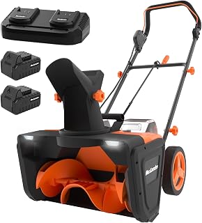 MAXLANDER Snow Blower Cordless, 40V 20-Inch Brushless Cordless Snow Blower with Dual LED Lights, 180° Rotating Chute, Electric Snow Blower Battery Powered（2 x 4.0Ah Batteries and Charger Included）