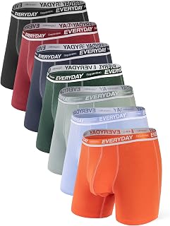 Separatec Men's Boxer Briefs Soft Cotton with Separate Bags Underwear 7 Pack Boxer Briefs Stylish Swimwear Multicolor