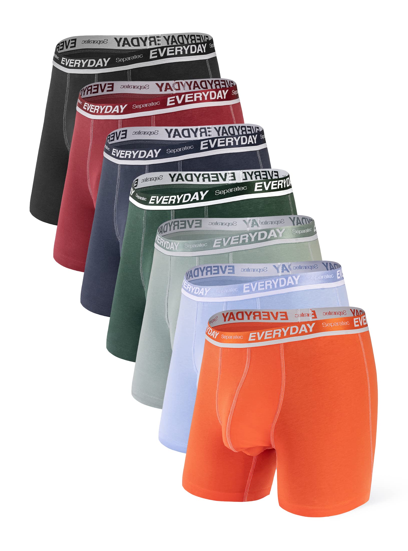 Separatec Men's Boxer Briefs Soft Cotton with Separate Bags Underwear 7 Pack Box