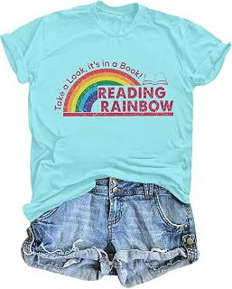 Women Reading Rainbow Shirts Take a Look It's in a Book Shirt Funny Book Lover Gift Shirt Teachers Tee Tops