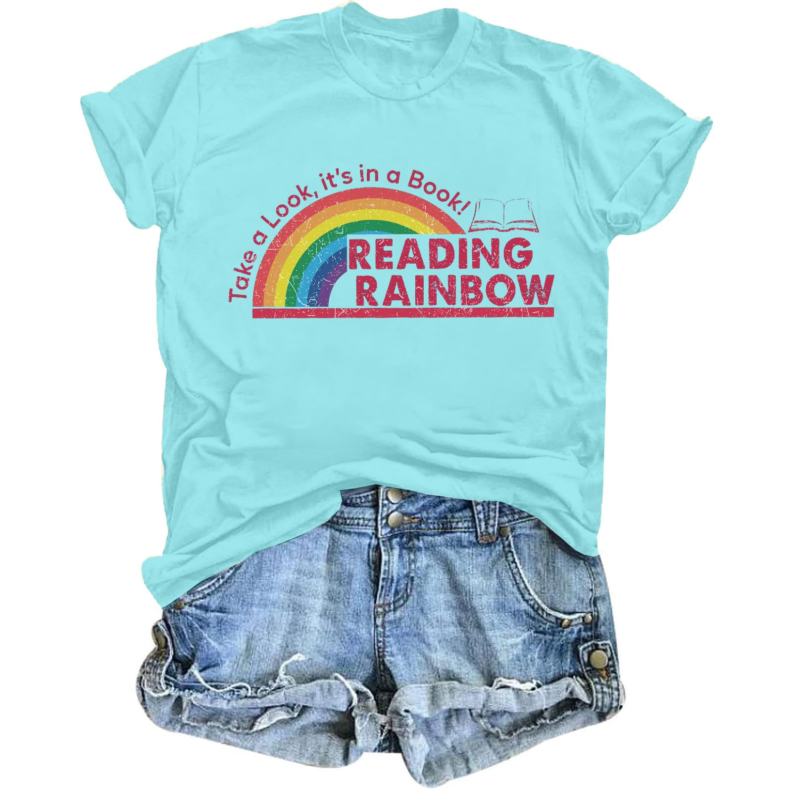 Women Reading Rainbow Shirts Take a Look It's in a Book Shirt Funny Book Lover G